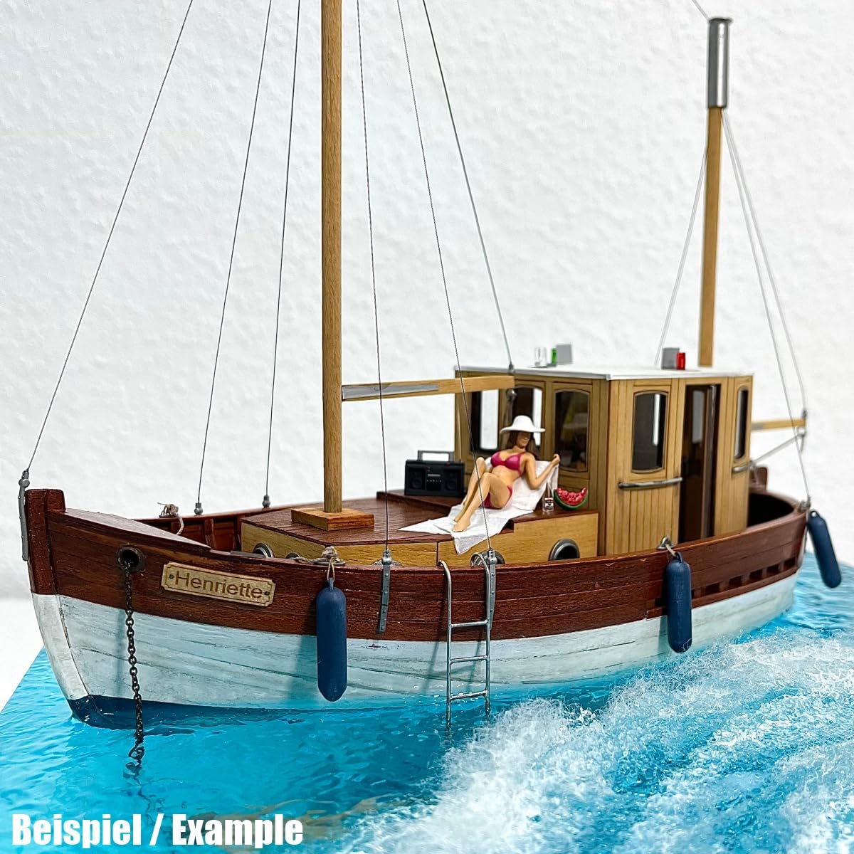 Fischerboot Heriette, Fischkutter als Laser Cut Bausatz aus Holz zum selberbauen im Maßstab 1:35