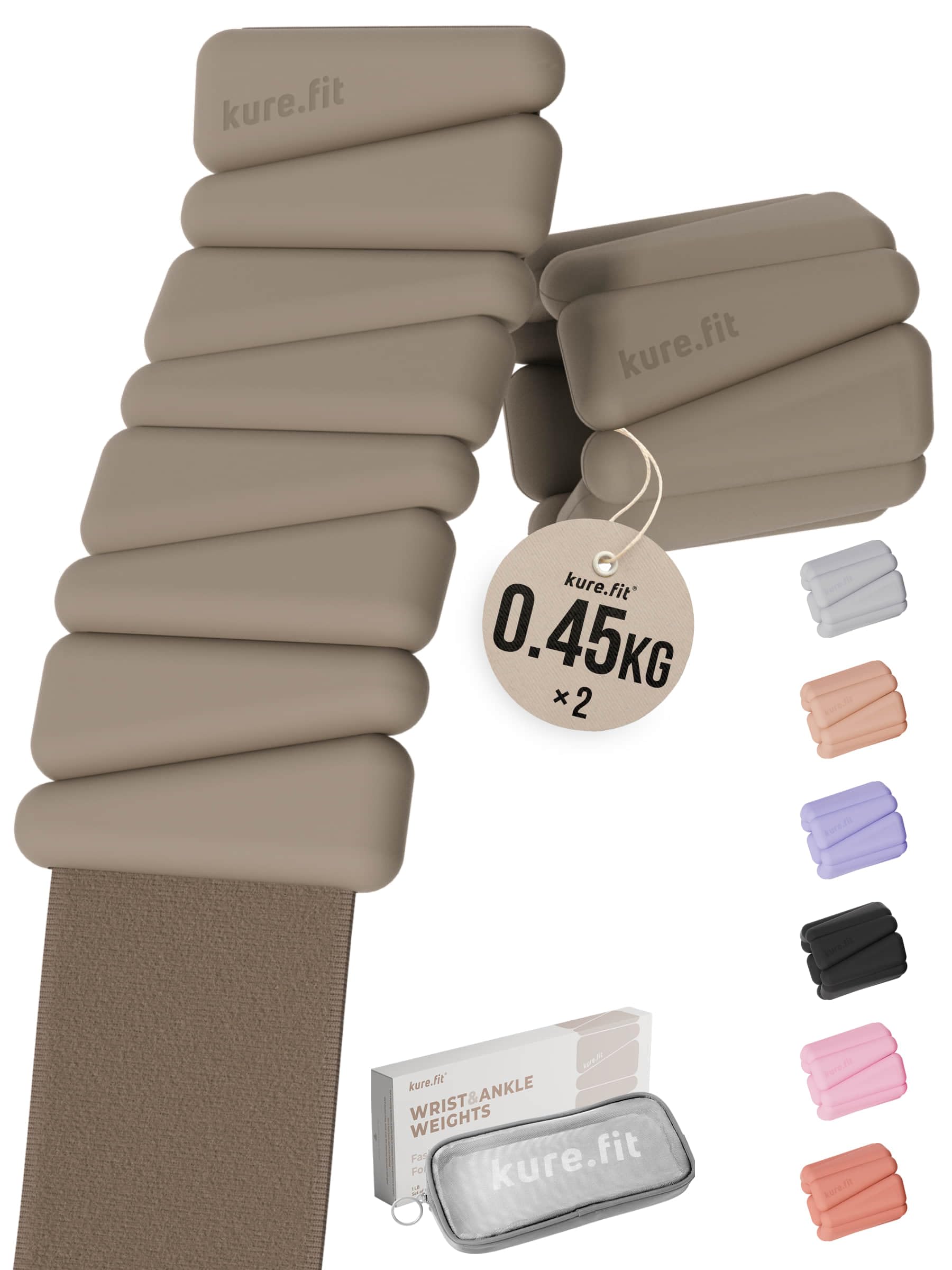 kure.fit Pilates Weight | Wrist & Ankle Weights for Women | Weighted Bangles | 0.45KG Each (Set of 2) | Taupe â image 1