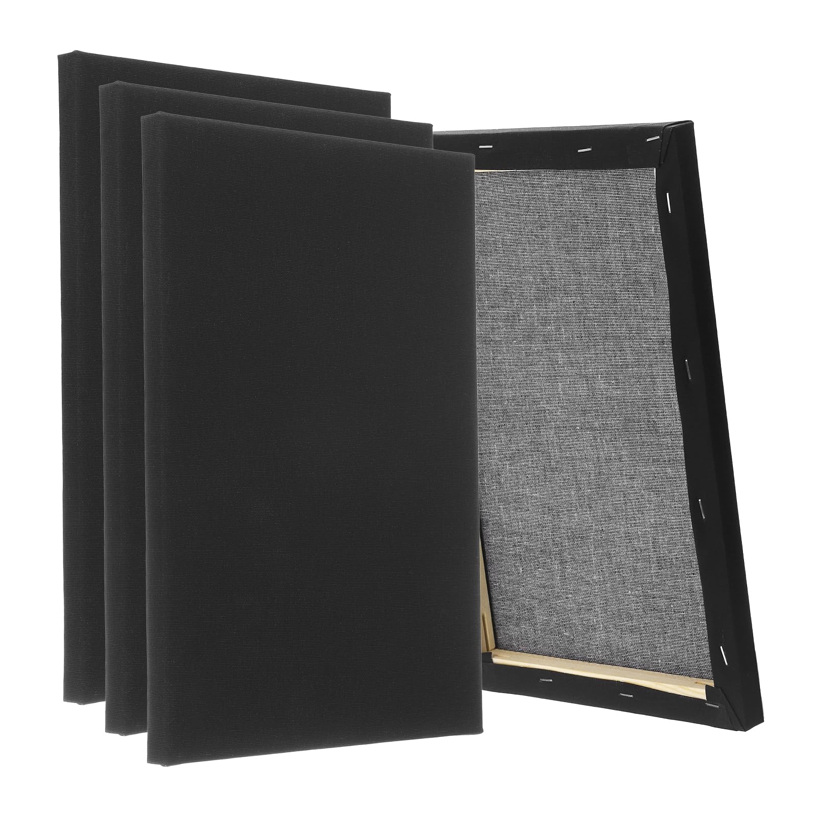 PATIKIL Lienzo estirado negro, 4 lienzos grandes de 24 x 35 pulgadas para pintar lienzos en blanco de algodón imprimado para acrílicos, pinturas al óleo y acuarelas