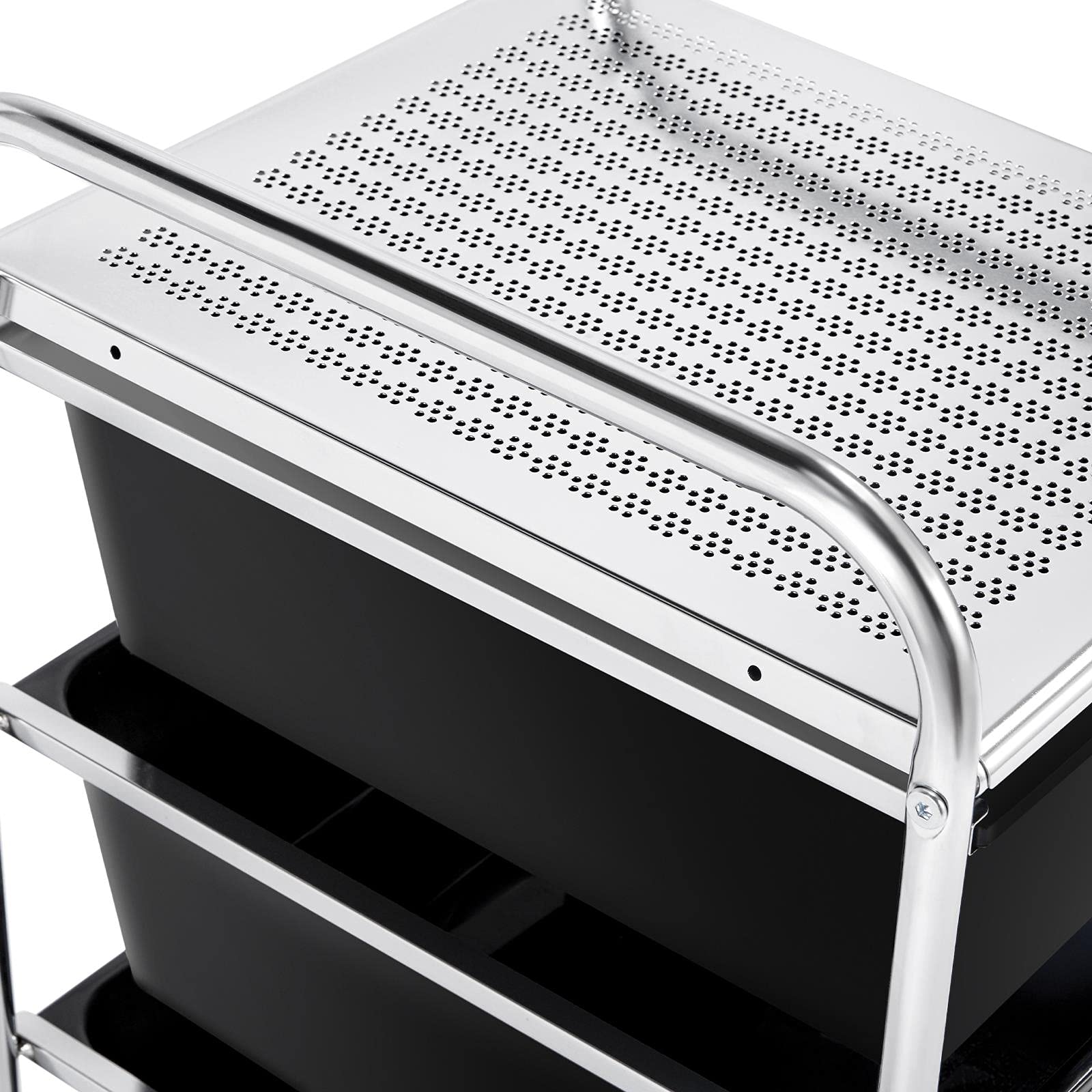 Yaheetech Caissons de Rangement Tour de Rangement chariots à Roulettes avec 4 tiroirs Mobile en Plastique et 1 étagère, Stockage pour Bureau Chambre 32 x 36,5 x 77 cm, Noir
