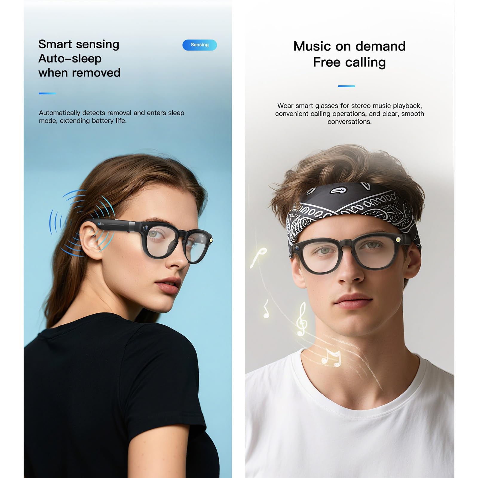 8MP 32GB AI Gafas Inteligentes Con Chat Y GPT Gafas Con Grabación De Video HD De 1080p Con Audio, Gafas De Sol Con Bluetooth Con Cámara, Traducción En Tiempo Real