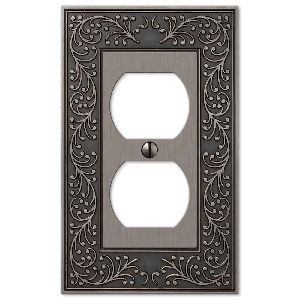 Amerelle Bethany Wallplate – 1 Duplex, Cast Metal, Black Finish – Art Deco Style For Home Décor (Includes Mounting Screws)