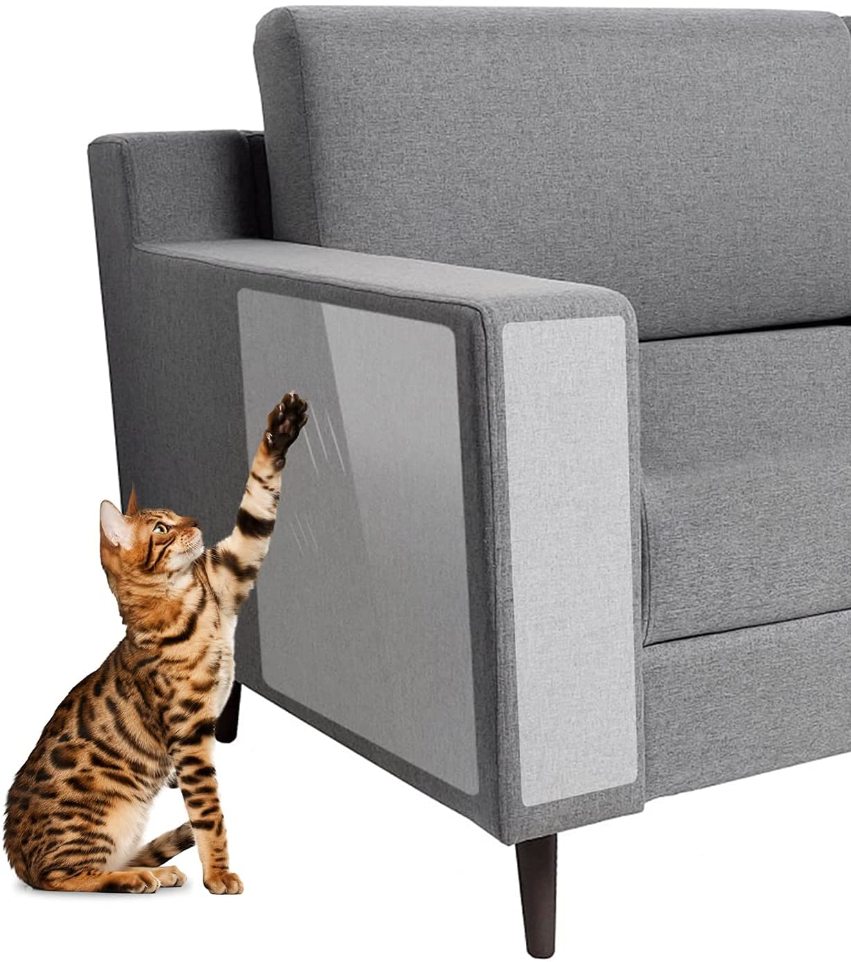 10pcs Clear Cat Scratch Furniture Protector Large (12" x 17") Couch Protector, Training Tape Anti Scratch Deterrent Sheet, Sticky Paws Tape for Sofa, Wall, Mattress