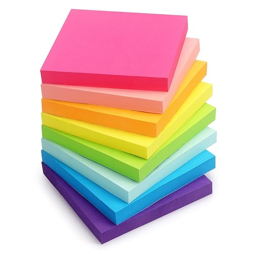 Eastern Wolf Sticky Notes 3x3 inch, 8 Bright Multi Colors,