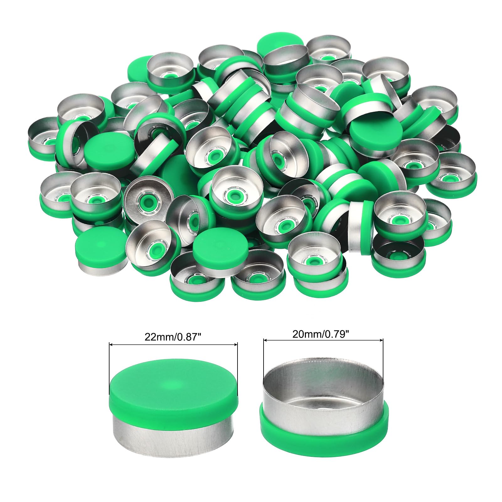 PATIKIL 20mm Tappi A Strappo, 100 Pezzi Tappi A Strappo Sigilli A Strappo Sigilli Per Fiale Tappi In Plastica E Alluminio Per Fiale In Vetro, Verde