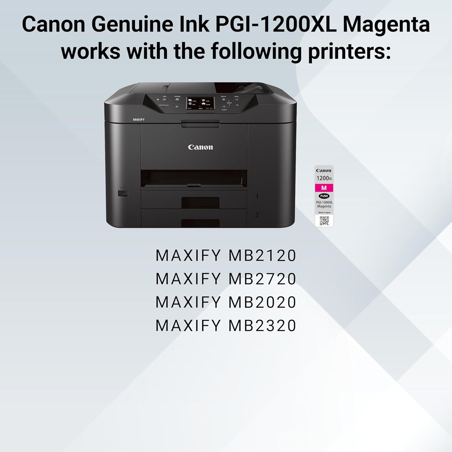 Canon PGI-1200XL Genuine Magenta Ink Tank, Compatible with MB2120, MB2720, B2020, MB2320 (Optional) Printers