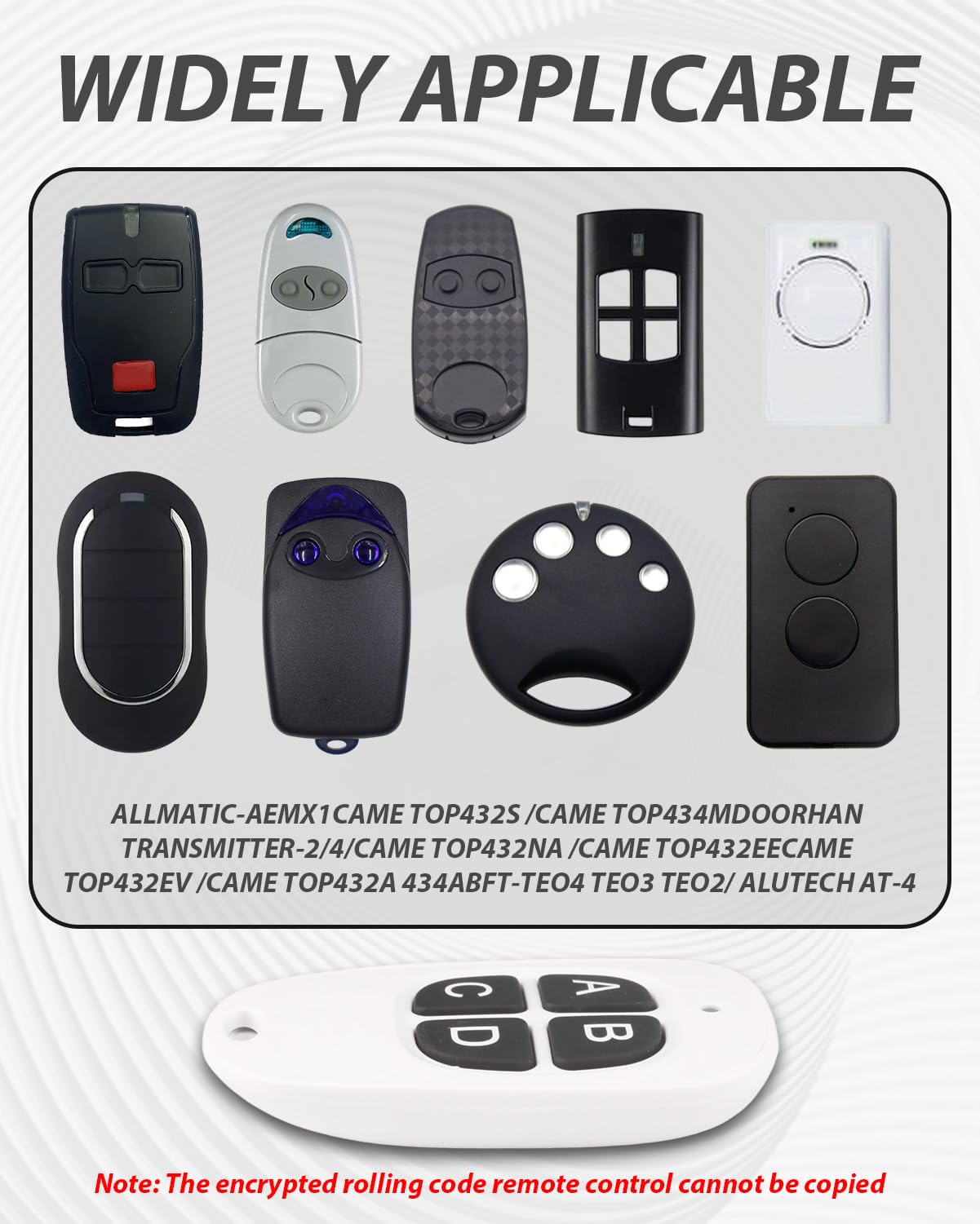 Telecomando Universale Cancello 433.92 MHz 2 Pezzi Clonazione Garage Porta Telecomando Chiavi a Quattro Canali Codice Fisso Bip 50M Lunga Distanza Duplicatore Senza Fili Clonazione