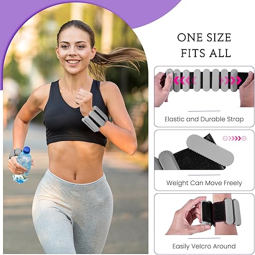 Miniatura 4 de Juego de 2 pesas de tobillo para mujeres, hombres y niños, pulsera ajustable de silicona con peso para brazos y piernas, para caminar, yoga,