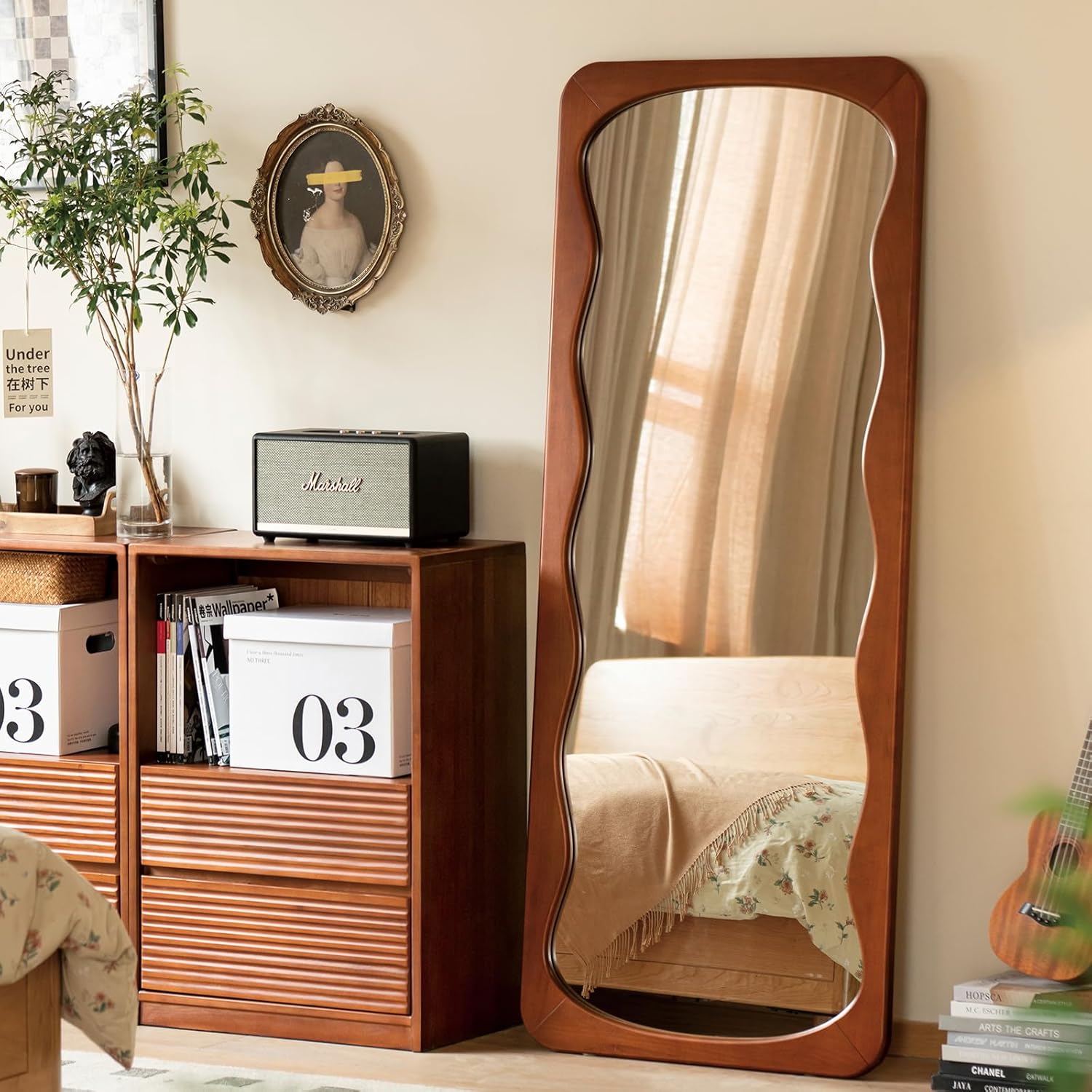 64"x 28" Full Length Mirror, Solid Wood Full Body Mirror, Floor Standing Mirrord, Hanging or Leaning for Wall for Bedroom, Livingroom, Cloakroom