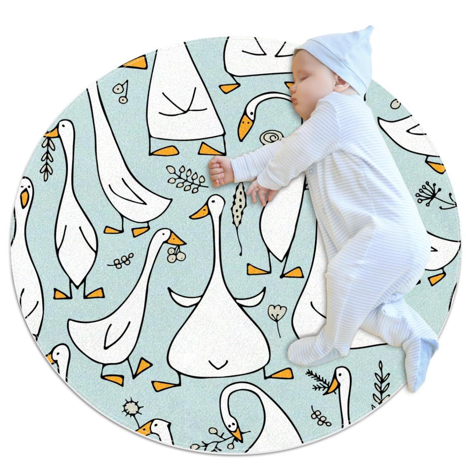 Tapis de salle de bain oie amusante : parfait pour la chambre d'enfant ronde de 1m
