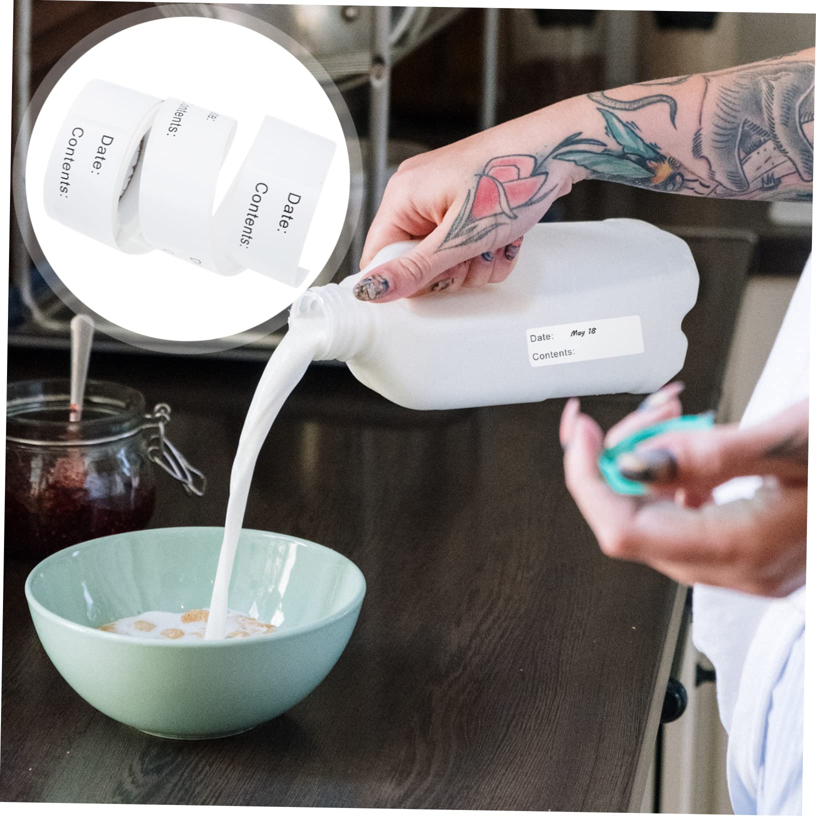 2 Sätze Datumsetikett Lebensmitteletiketten Für Kühlschränke Lebensmittelaufkleber Kühlschrankbehälter Essensdatum Aufzeichnen Püree Milch Kupferplattenaufkleber Weiß 6 Rollen * 2 SHINEOFI