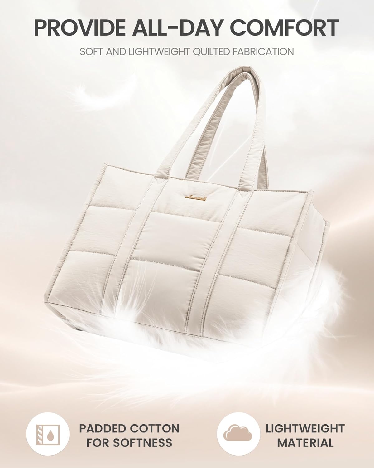 LOVEVOOK Laptop Bag for Women, Puffer Tote Bag for Work 17 Inch Large Computer Briefcase for Teacher Nurse, Quilted Lightweight Casual Shoulder Bags For Travel, Daily - Image 6