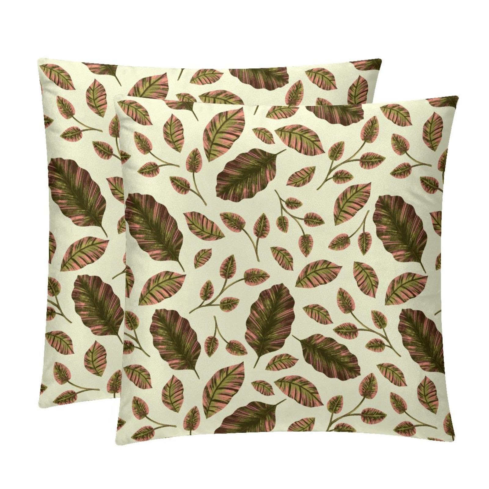 TDGKPZ Green Leaves Throw Pillow Covers 2 Pack Cushion Cases Decorative Pillow Cases Home Decor 40x40cm