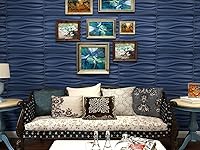 Vista 5 de Art3d Panel de pared 3D de PVC azul marino, cubierta de estilo ondulado, 32 pies cuadrados, para decoración de pared interior en sala de estar