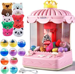 Mini Claw Machine for Kids, Arcade Candy Grabber Toy with Lights & Music, Rechargeable Plush Catcher Game, Interactive Prize Machine Toy for Boys Girls Birthday Gift