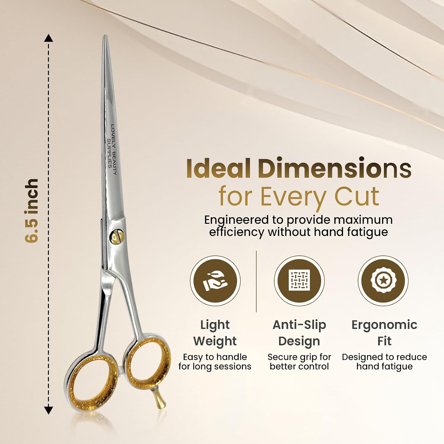 Professional Barber Scissors 6.5" - Sliver- Hair Cutting Shears - Includes Leather Case & Comb - High Carbon Steel, Ergonomic Grip, LBS