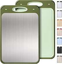 2 in 1 Stainless Steel Cutting Board with Handle Extra Large Non Toxic Cutting Boards for Kitchen Wedding Day Engagement Hostess Couple Newly Wed House Christmas Married Mrs fiancee Unique Cool Gifts