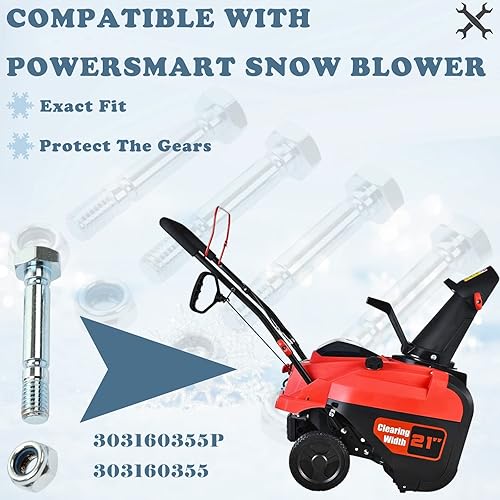 Miniatura 4 de 303160355P / 303160355 - Juego de pasadores de cizalla para soplador de nieve Powersmart con cuatro pasadores y tuercas