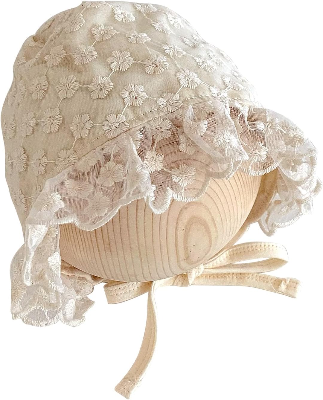 HOOLCHEAN Baby Girls Lace Cotton Bonnet Retro Style Embroidery 0-12M
