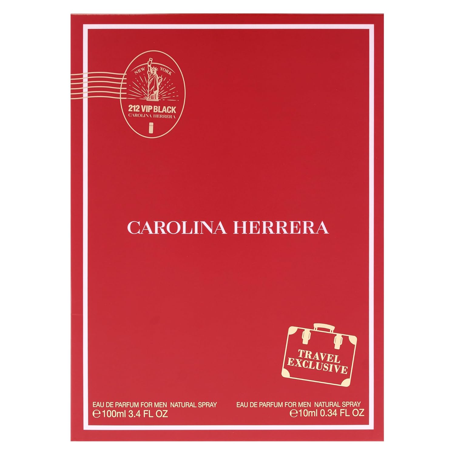 212 Vip Black by Carolina Herrera for Men - 2 Pc Gift Set 3.4oz EDP Spray, 0.34oz EDP Spray (Mini)