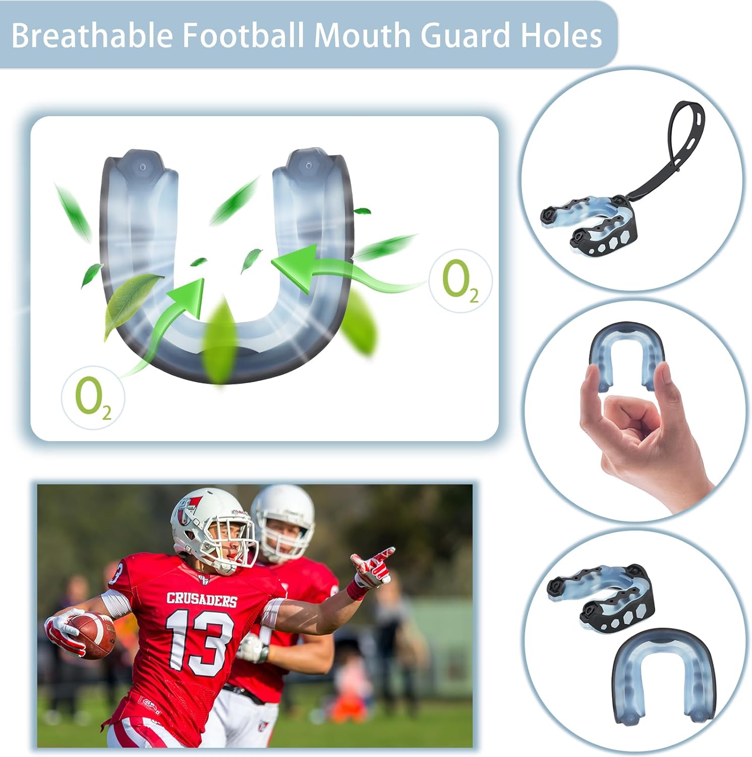 2Pack Football Mouth Guard with Case, Youth & Adults Sports Mouth Guard, Professional Mouthguard for Boxing, Rugby, Hockey, Basketball, MMA, Lacrosse