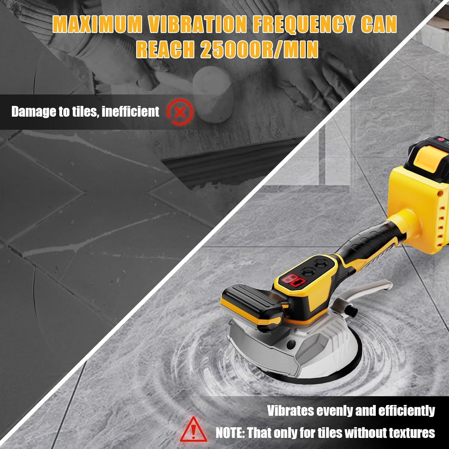 Tile Vibration Tool for Dewalt 20V Max Battery, Portable Cordless Tile Vibration Leveling Machine with 8 Level, Digital Display, Suction Cup for Tile, Floor, Thick Glass(Battery not included)