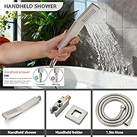 Vista 7 de Midanya Sistema de ducha de lluvia, juego de grifo de ducha para bañera, cabezal de ducha cuadrado de cascada con rociador de mano, boquilla