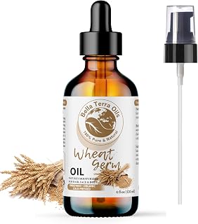 Bella Terra Oils - Organic Wheat Germ Oil 4oz - A Symphony of Vitamin E & C, Pure Essence of Face Oil, Dive into Natural Glow & Suppleness
