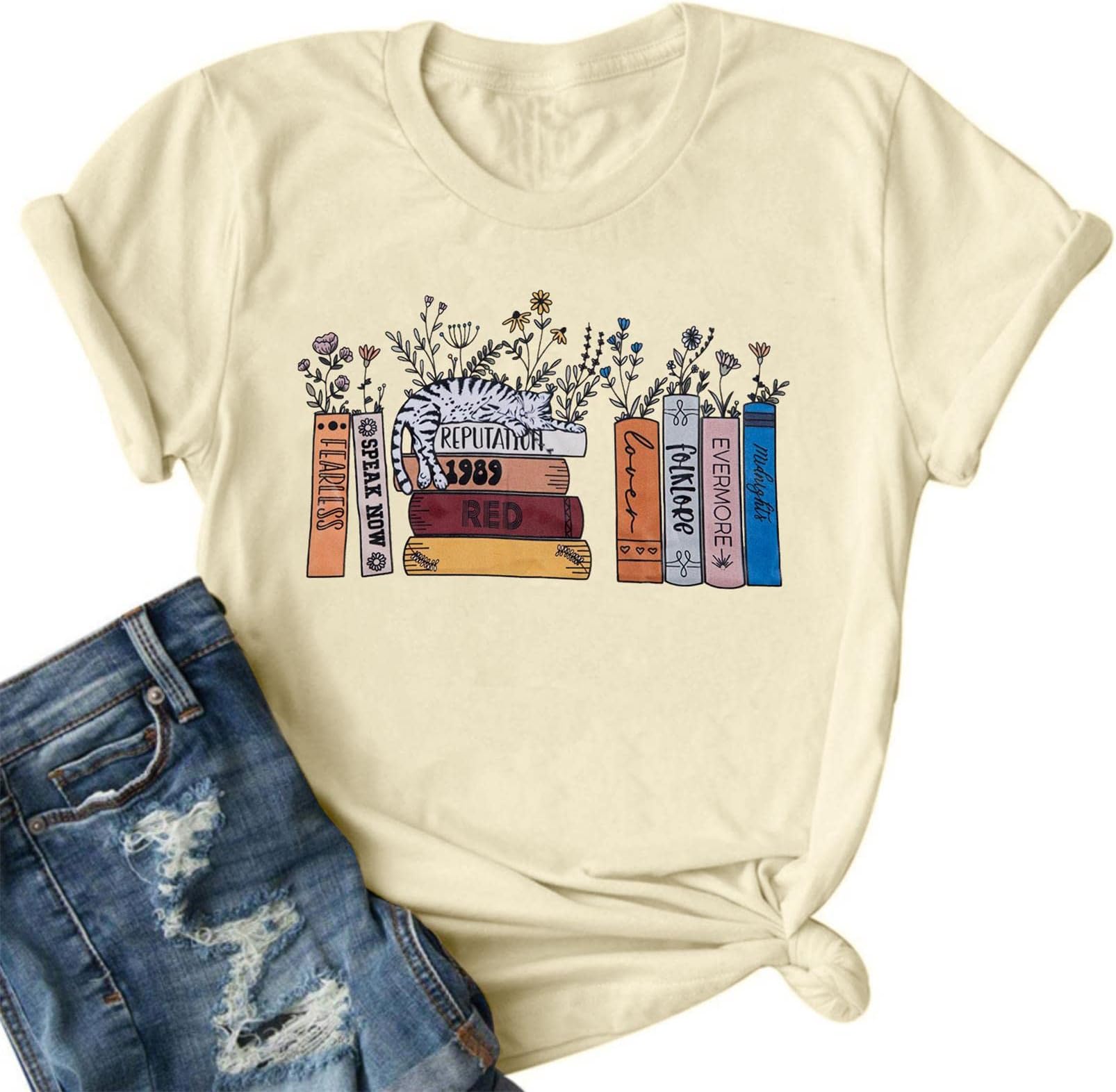 VILOVEAlbum Shirt Women Music Lovers Tee Singer Fan Gift Rock Bang Tshirt Funny Concert Tshirt Book T-Shirt