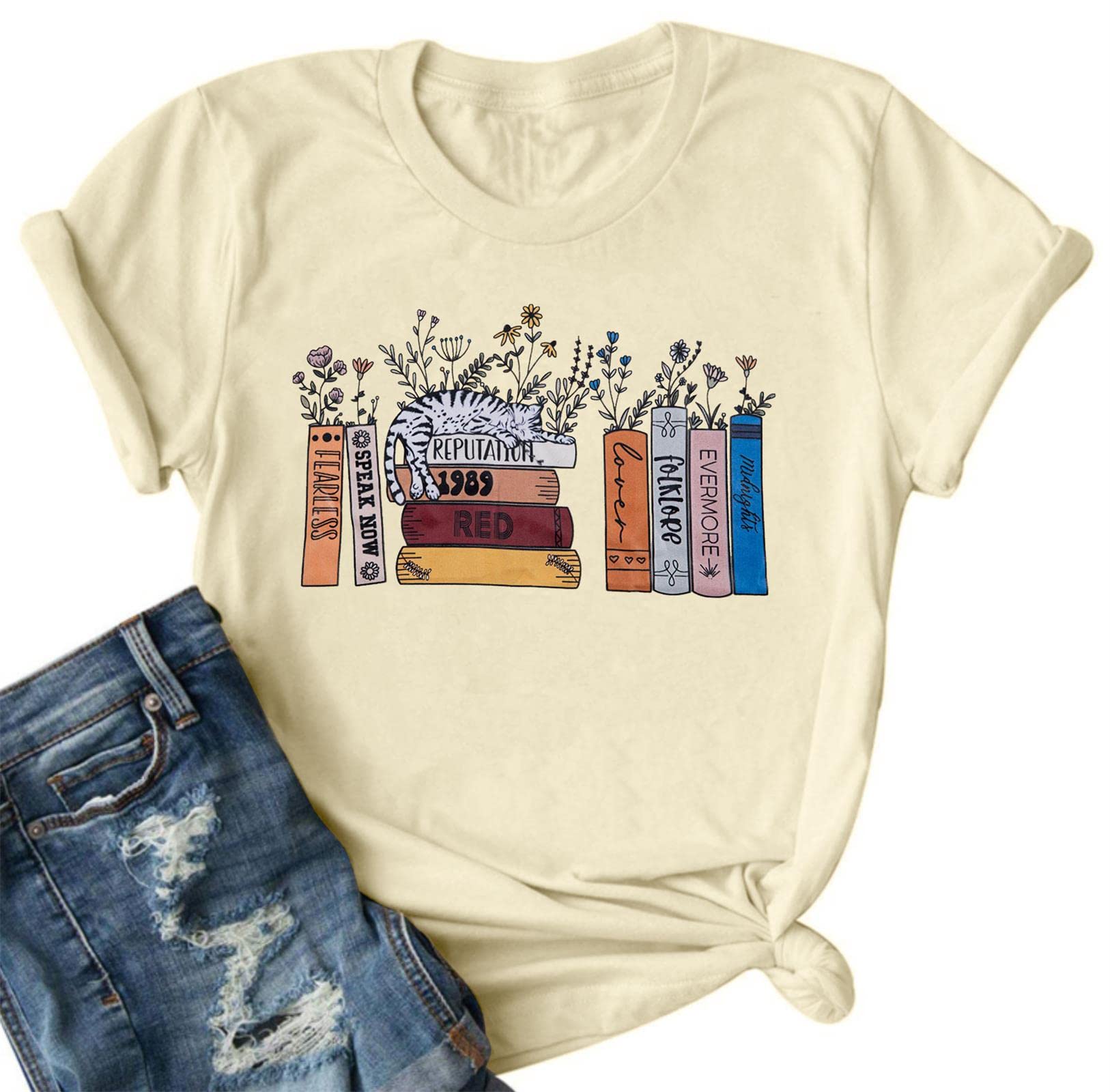 VILOVEAlbum Shirt Women Music Lovers Tee Singer Fan Gift Rock Bang Tshirt Funny Concert Tshirt Book T-Shirt