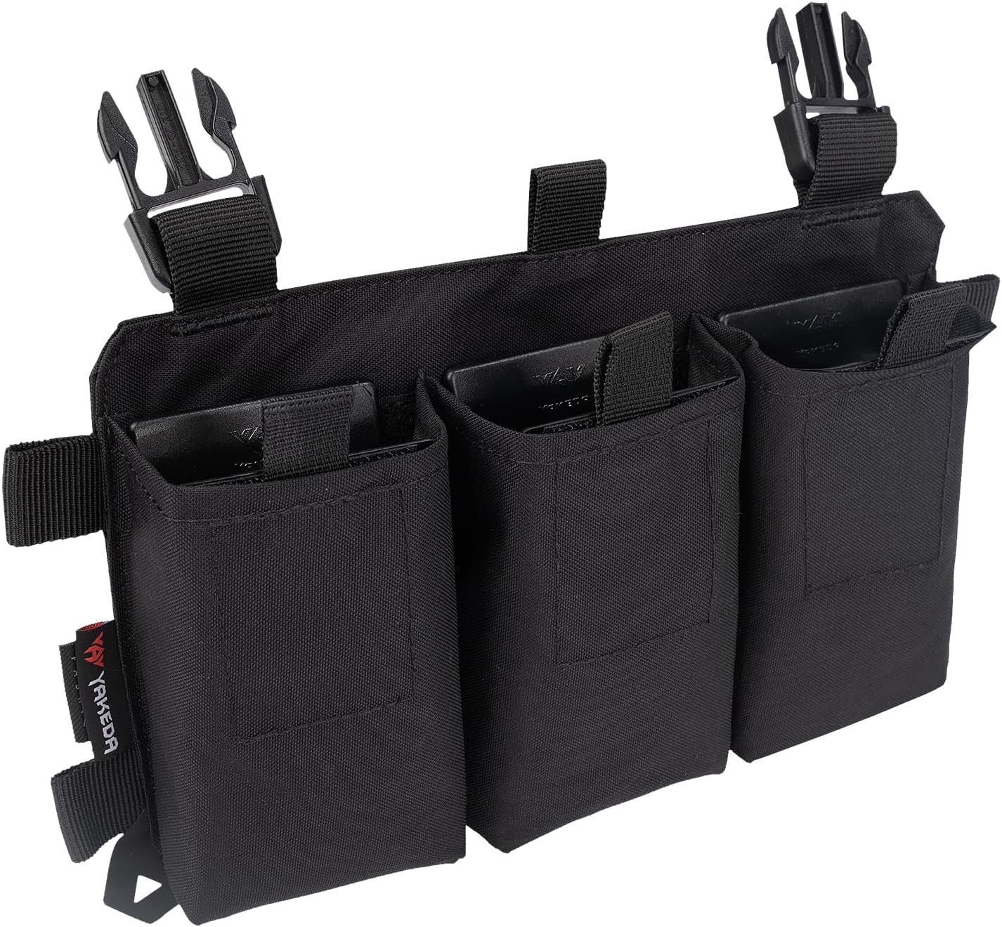 BOMTURN Tactical Triple Mag Open Top Pouches Mag Holders with Quick Release Insert Cap Set for Tactical Vest Mag Insert