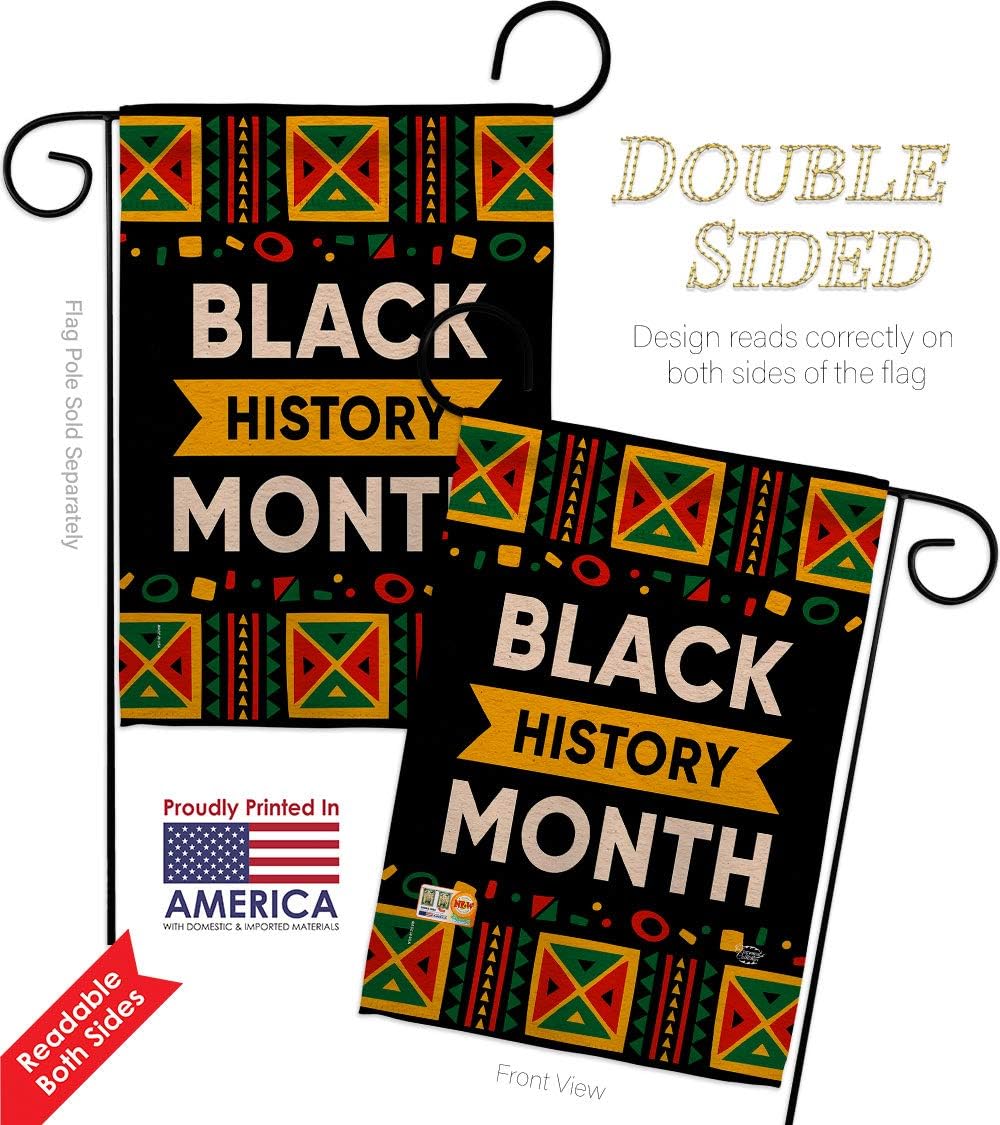 Celebrate Black History Month Garden Flag Set Wall Holder Lives Matter BLMCelebrates African Americans Heritage Small Decorative Gift Yard House Banner Double-Sided Made In USA 13 X 18.5