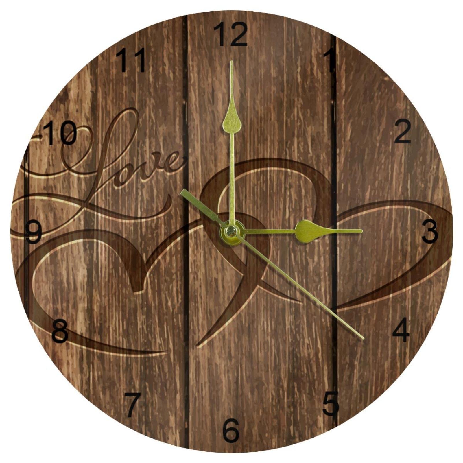 Horloge murale silencieuse pour salon et cuisine design bois