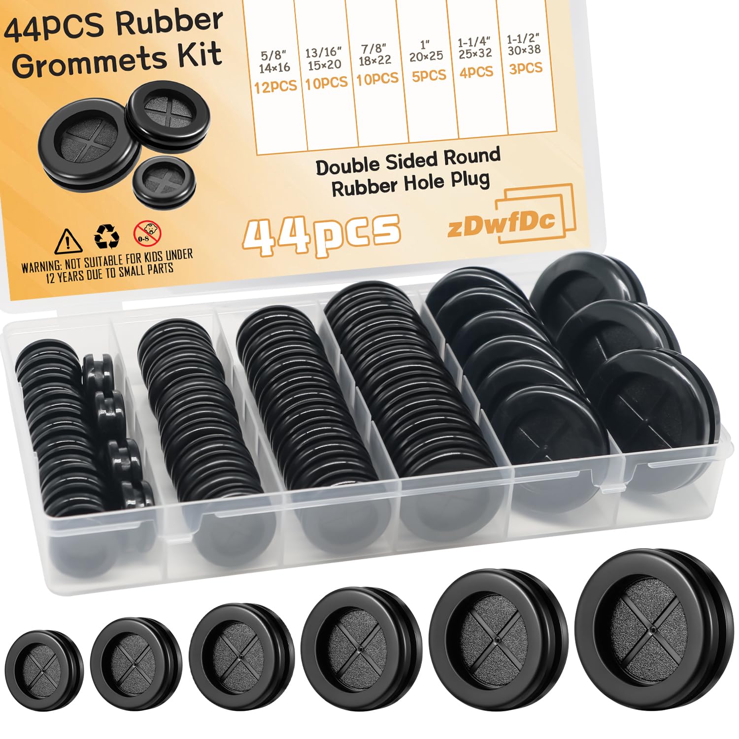 Photo 1 of zDwfDc 44PCS Rubber Grommet Kit - 6 Sizes