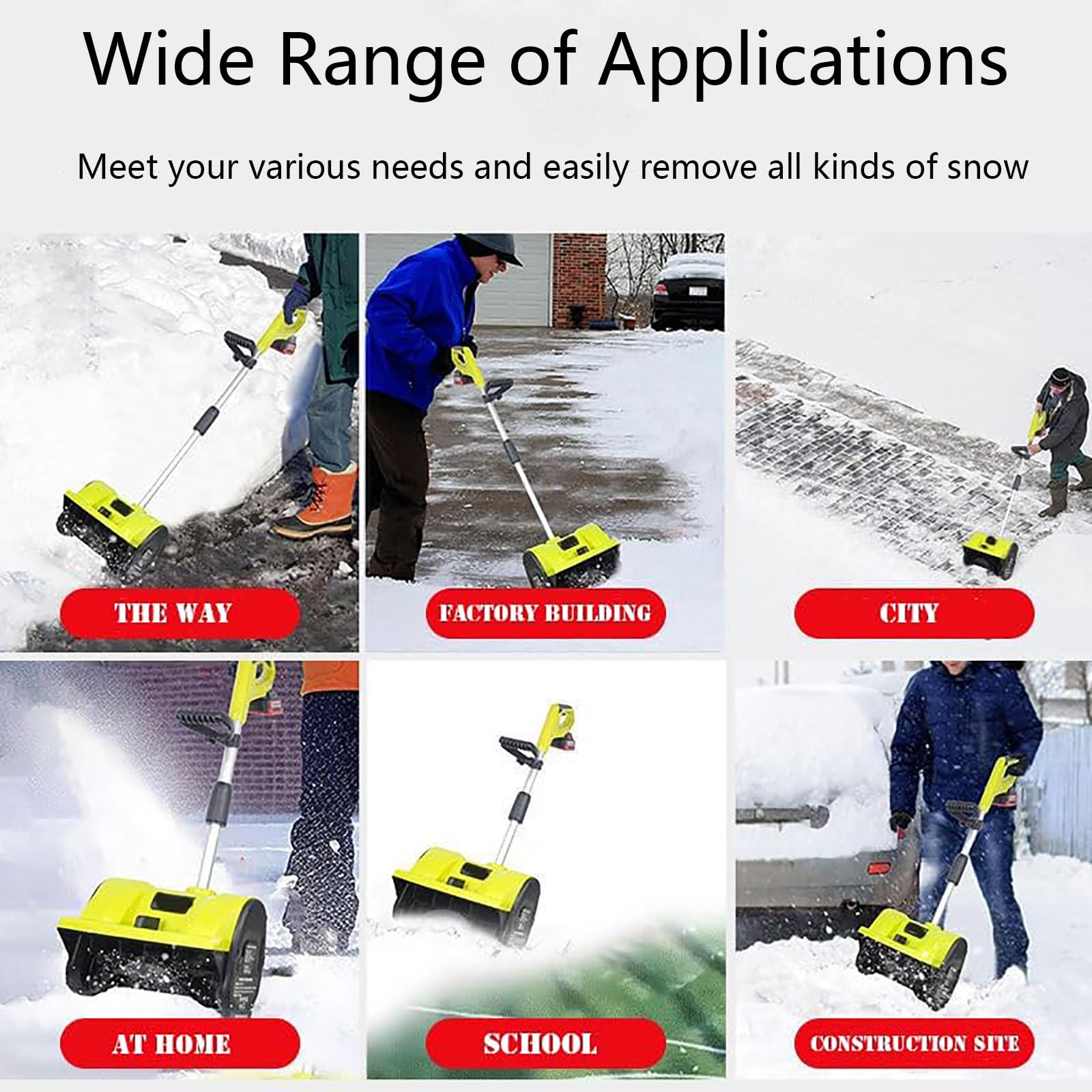Pala da Neve elettrica Senza Fili, Larghezza 32 cm, spazzaneve a Batteria, con 2 batterie e caricabatteria rapido