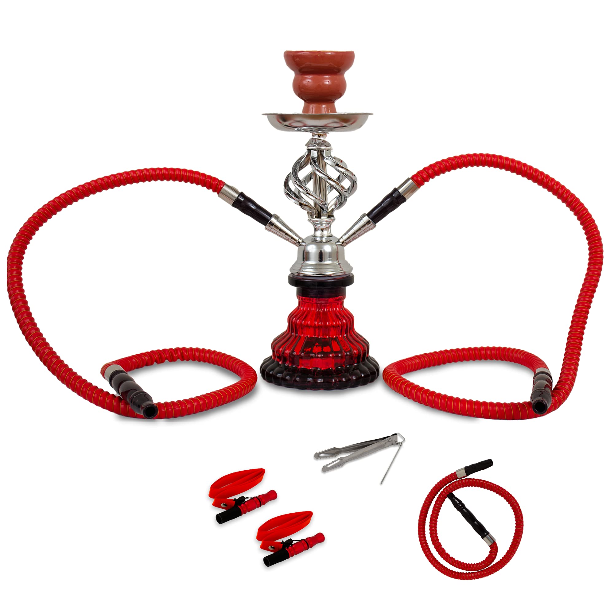 CTC 11” Premium 2 Hose Hookah Complete Set, Portable Modern Design Shisha Hookah Kit w/Hookah Access