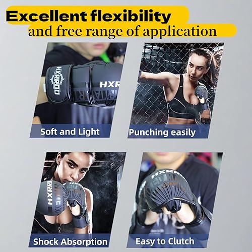 Miniatura 6 de Guantes MMA Sparring Grappling, guantes de kickboxing, guantes híbridos de palma abierta para artes marciales, peso ligero para artes marciales,