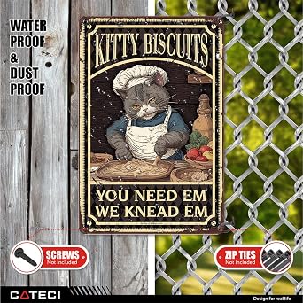 Old Signs メタル ヴィンテージ キティ ビスケット We Knead Em You Need Tin Sign キッチン装飾とアクセサリー Wallgroovy ホームデコレーション ファームハウス デコ オフィス デスク 女性用 かわいい 男性 洞窟 壁 装飾 ホームデコ メンズ 30X40cm