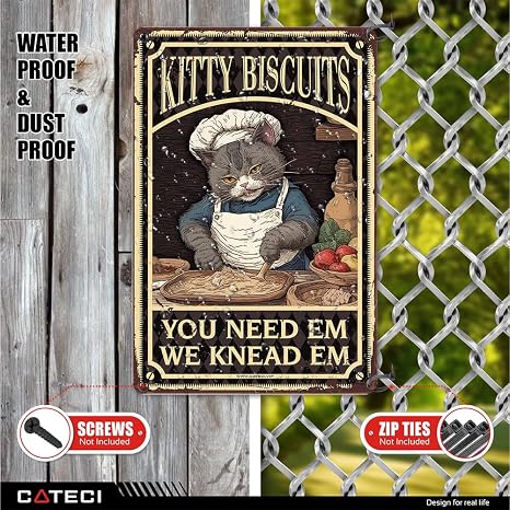 Old Signs メタル ヴィンテージ キティ ビスケット We Knead Em You Need Tin Sign キッチン装飾とアクセサリー Wallgroovy ホームデコレーション ファームハウス デコ オフィス デスク 女性用 かわいい 男性 洞窟 壁 装飾 ホームデコ メンズ 30X40cm
