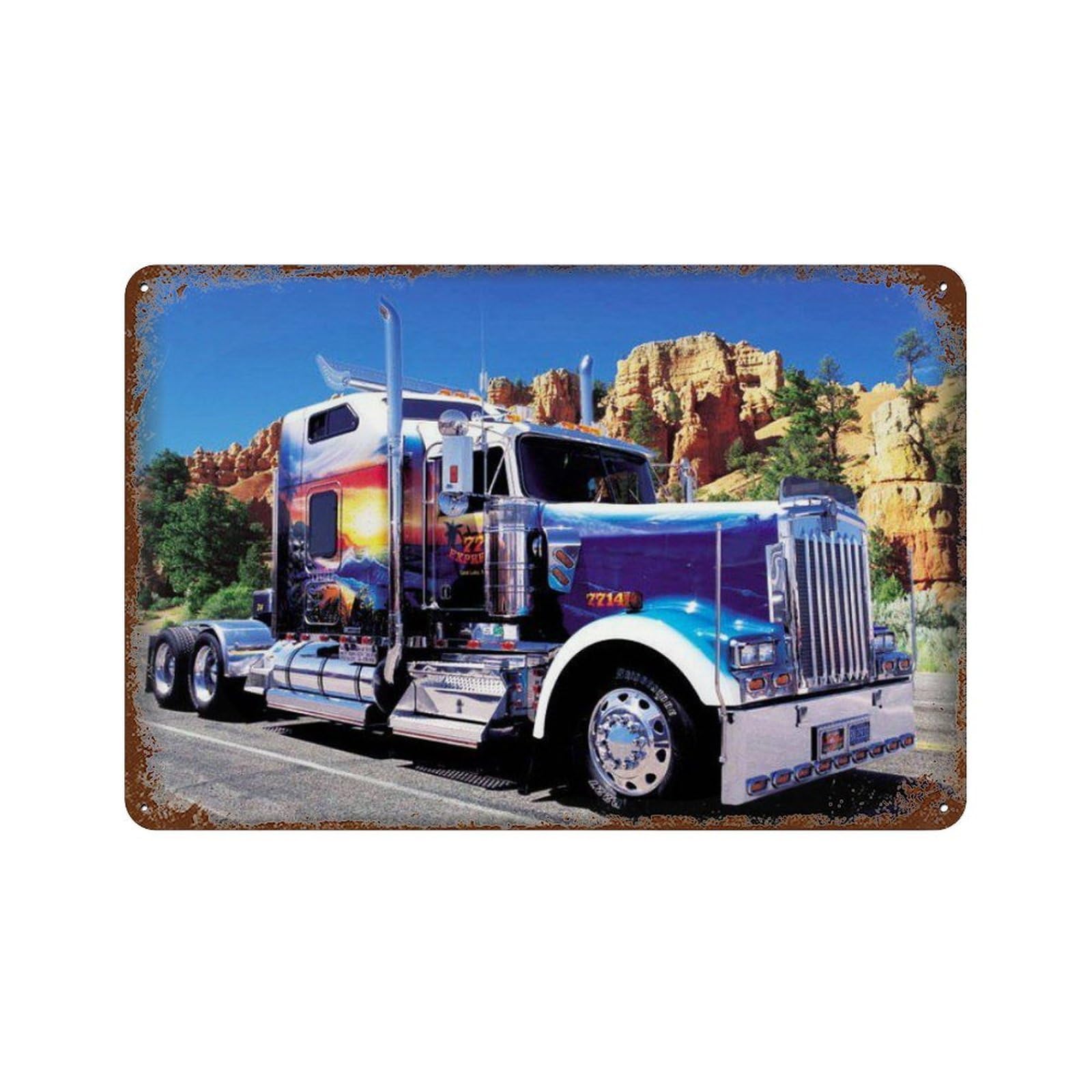 Blue truck，Vintage Metal Sign Kitchen Bathroom Office Bar Coffee Garage Cave Home Living Wall Decor-20x30cm(8x12 inch）G-17