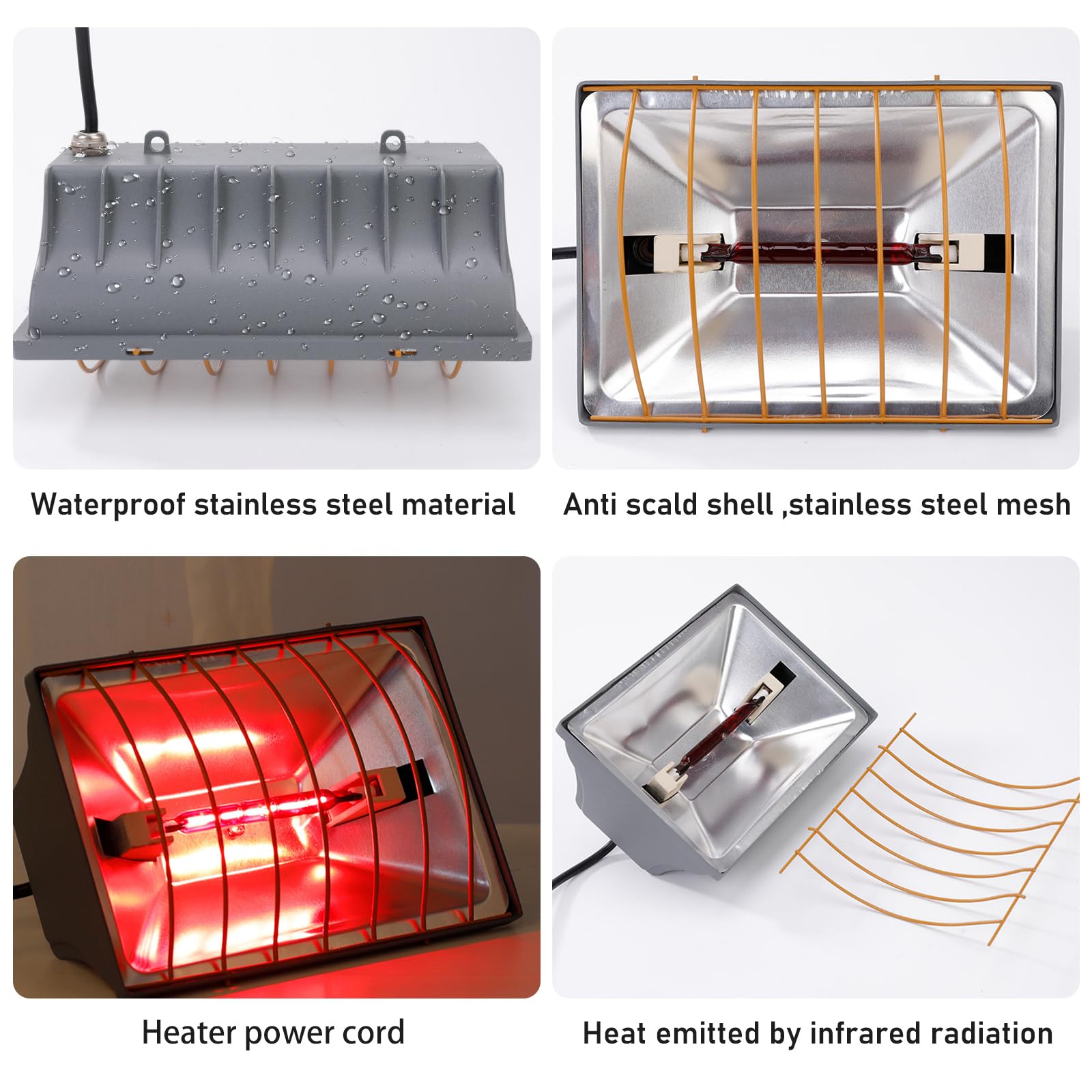 Lámpara de luz roja y lámpara de calor para pollitos, lámpara de calor para pollos, lámpara de luz roja y lámpara de calor para patos, calentador de 175W para gallinero, lámpara de calor para animales