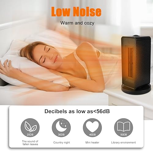 Miniatura 5 de AUMIO Space Heaters for Indoor Use Portable Heater 1200W PTC Electric Heater with Thermostat, 90 Oscillating, 3 Modes,Safety Protection,Fast Heating