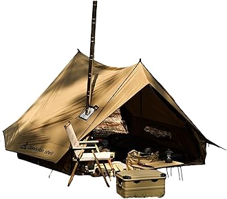 Hot Tent with Stove Jack – 4 Season Waterproof & Windproof Shelter for 1–4 People, Lightweight for Camping, Hiking, Hunting & Fishing