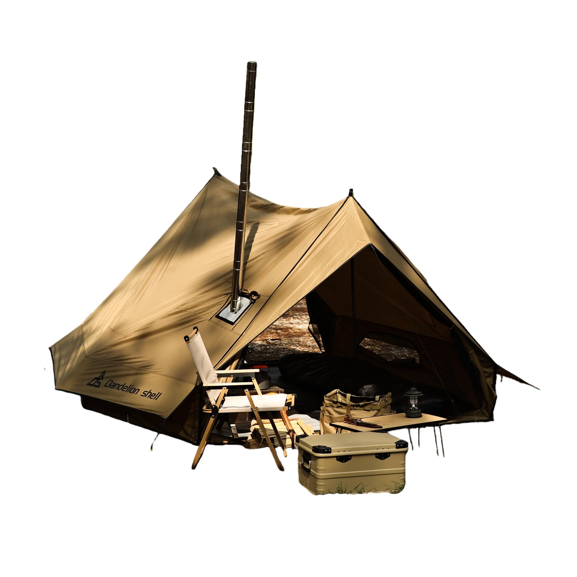 Hot Tent with Stove Jack – 4 Season Waterproof & Windproof Shelter for 1–4 People, Lightweight for Camping, Hiking, Hunting & Fishing