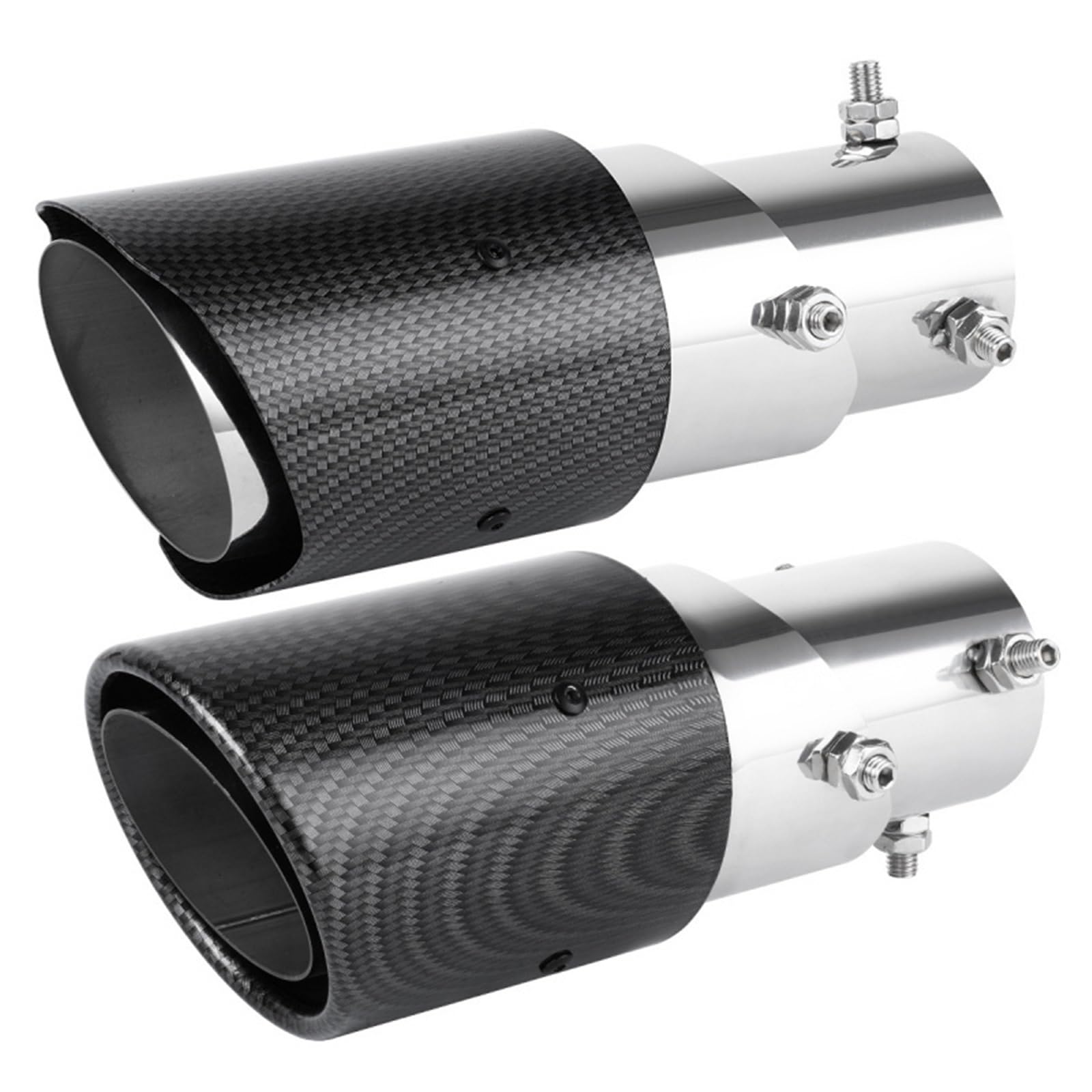 Car Silencer Pojedyncza rura z włókna węglowego obudowa ABS wydechowa samochodu uniwersalny regulowany ogon płomień Decor głowica ochronna niezbędne akcesorium(Straight Edge Non lu)