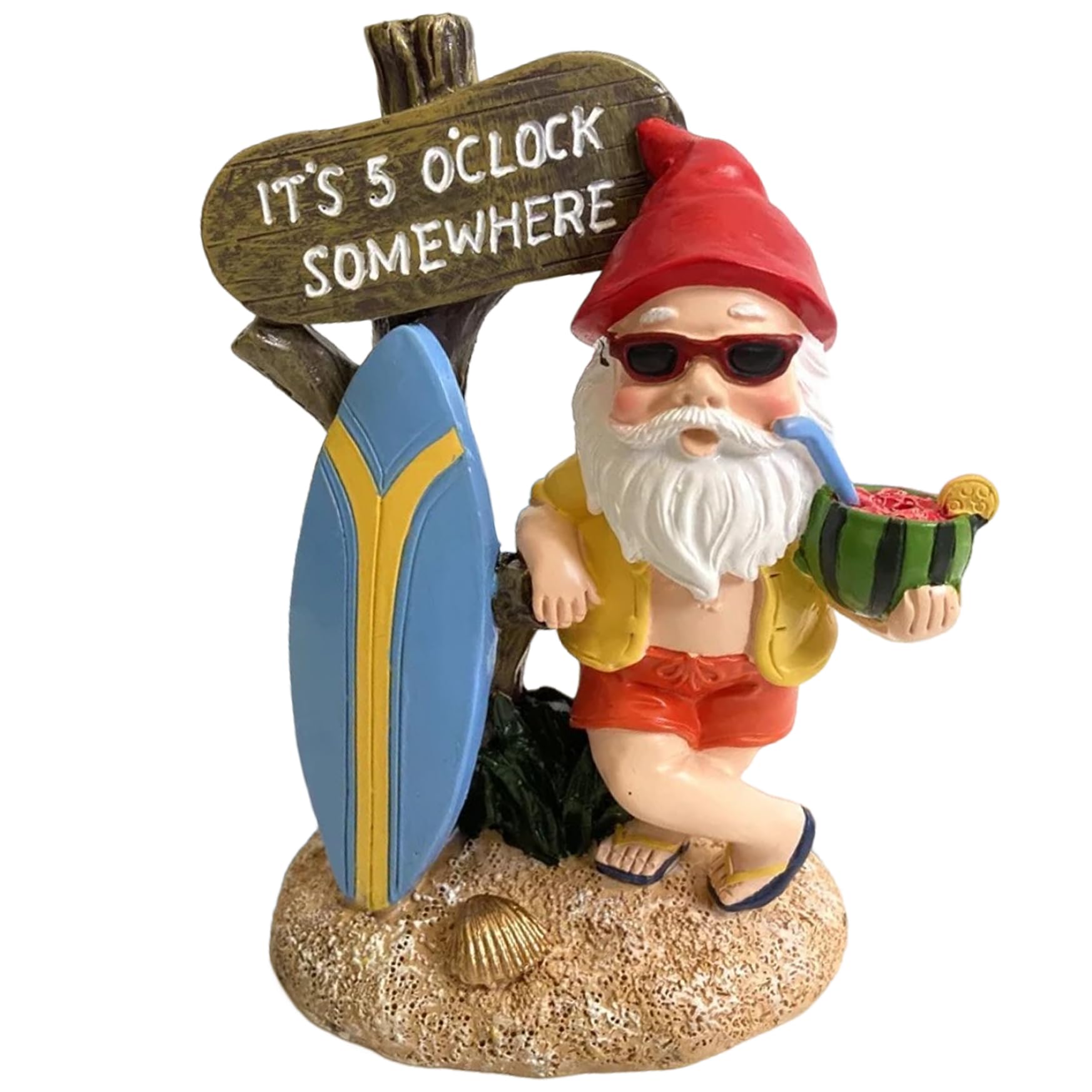 Takingup Surf Gnome Figurines 6 Inch Cute & Funny Resin Gnome Statue Weather-Resistant Summer Gnomes Decorations For Yard, Garden, Beach, Garden Gnomes Outdoor