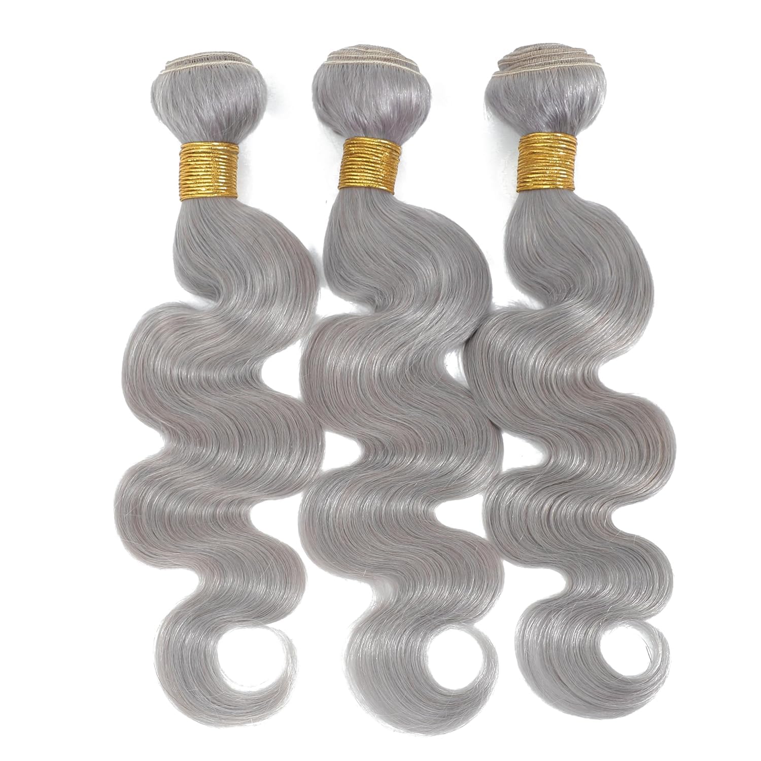 Grey 2 Bundles Human Hair Body Wave, 12A Soft and Thick 100% Unprocessed Remy Hair Lavender Silver Gray Human Hair Sew In Quick Weave Bundles Short Wavy Sew In Extension (10/10 Inch, 2PC)