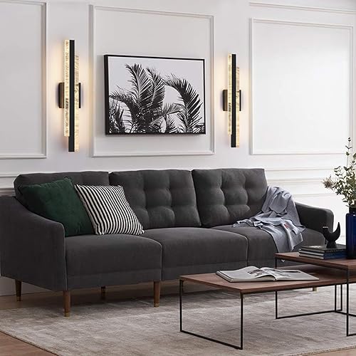 Miniatura 7 de Moderna lámpara de tocador de baño negro mate de 24 pulgadas, 28 W, regulable, lámpara LED para barra de baño sobre el espejo, aplique de pared para