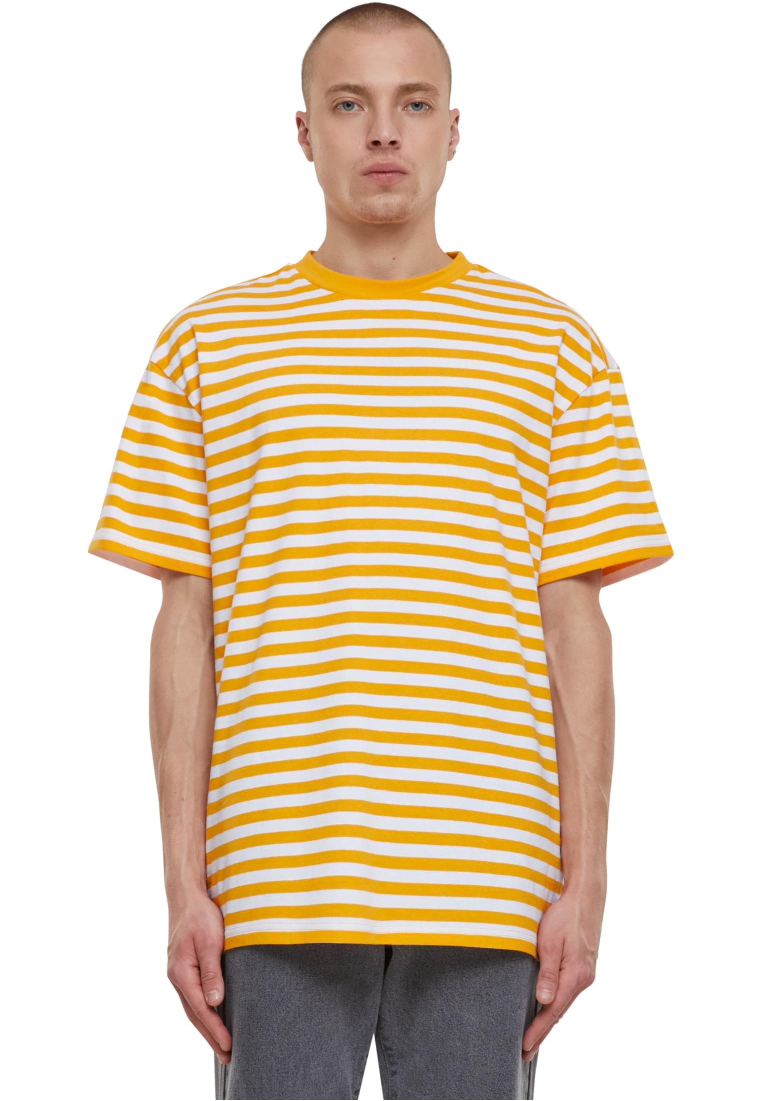 Urban Classics Men's White/Magicmango Basic Basic Regular Stripe T-Shirt Black/, 4XL