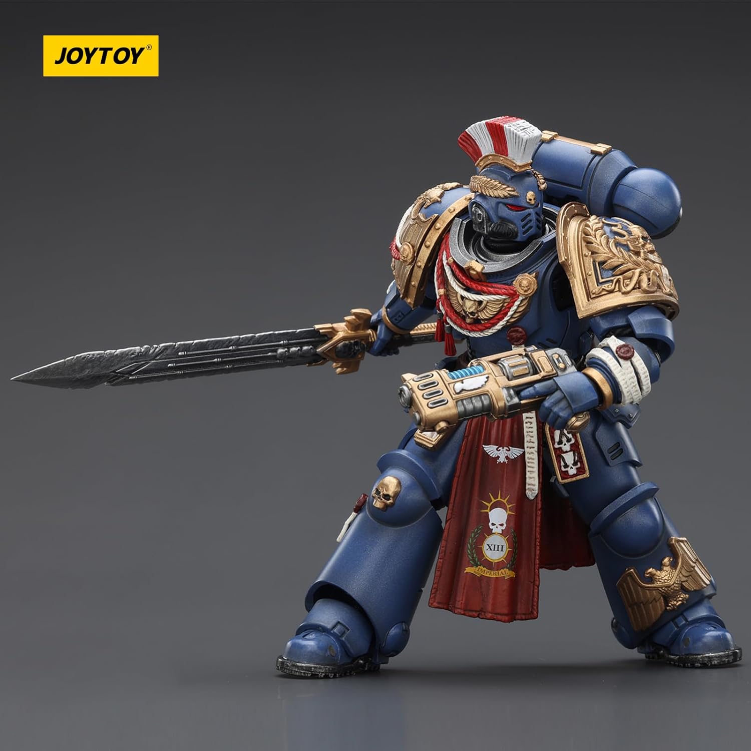 JOYTOY Warhammer 40k Space Marine 2, Ultramarines Relic Primus Armour with Plasma Pistol and Combat Blade 1/18 Action Figure Collect and Display Model